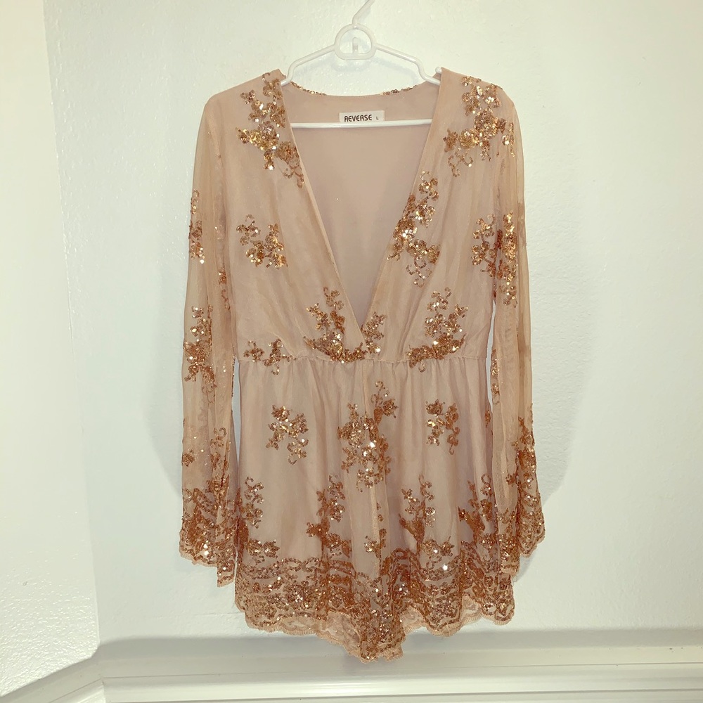Reverse - Tan low cut dress - Size L